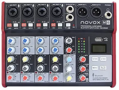 Mixer audio Novox - M6 MKII, negru/roșu