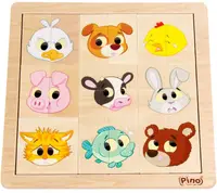 Puzzle din lemn Pino de 18 piese - Capete de animale