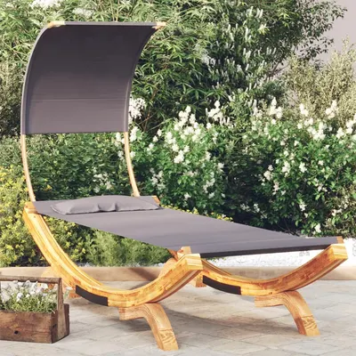 Gossi pat de exterior cu baldachin antracit 100x200x126 cm lemn masiv