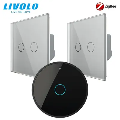 Intrerupatoare duble wireless Zigbee generatia noua + hub Zigbee, control de pe smartphone Gri