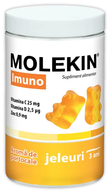 Molekin Imuno pentru +3 ani, 60 jeleuri gumate cu aroma de portocale, Zdrovit
