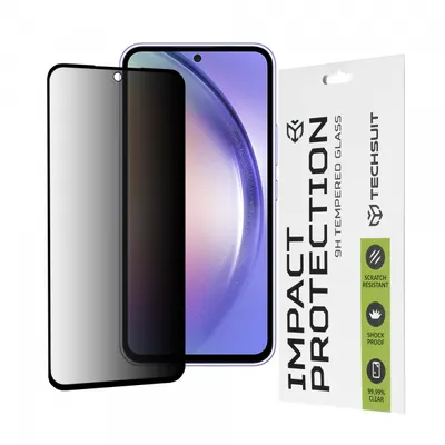 Folie de protectie Ecran Privacy Techsuit pentru Samsung Galaxy A54 A546, Sticla Securizata, Full Glue, 111D