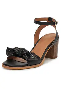 Sandale dama - toc bloc - negru/maro - sintetic