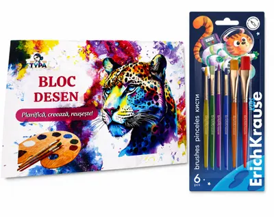 Set creativ pentru desen – Bloc de desen TYPA + 6 pensule ErichKrause