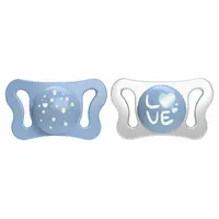 Set 2 suzete bebelusi, Chicco, Physio Forma, Silicon moale, Fara BPA, Sterilizabil la microunde, 0-2 luni, Albastru