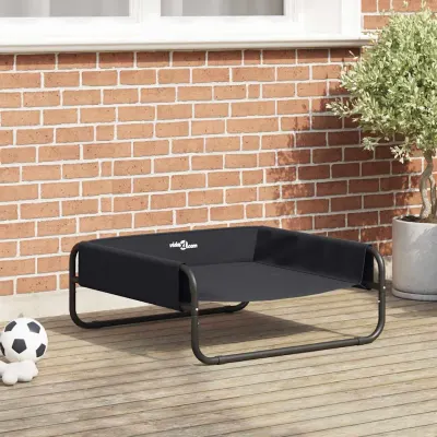 vidaXL Pat pentru câini Manual Negru 75 x 75 x 30 cm Oțel