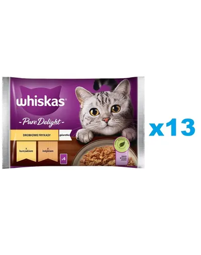WHISKAS Pure Delight 52x85g hrana pisici adulte, bucati de pui si curcan in aspic