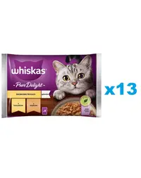 WHISKAS Pure Delight 52x85g hrana pisici adulte, bucati de pui si curcan in aspic