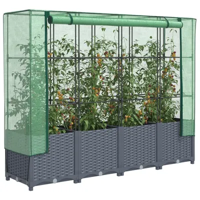 Gossi strat inaltat cu husa de sera, aspect ratan, 160x40x138 cm