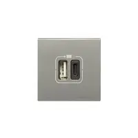 1 USB Type-A + 1 USB Type-C charging priza Arteor 3 A / 15 W 230 V - 5 V= - 2 module - magnesium