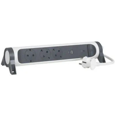 Prelungitor Sch 3x2p+t Premium Paratrasnet Usb A+c 1,5m 1,5mm2 Alb/negru