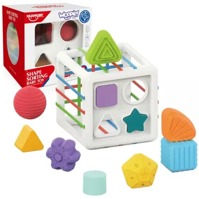 Cub senzorial flexibil sorter Haba - Forme colorate, 11 piese