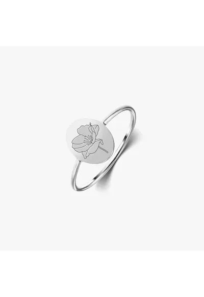 Inel din argint Birthflower - August Poppy