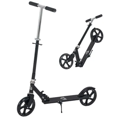 HOMCOM Trotinetă Pliabilă pentru Copii de 7-14 Ani Scuter Infantil Ghidon Ajustabil în Înălțime de 4 Nivele cu Frână 88x37x75-100 cm Negru | Aosom Romania