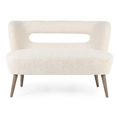 Canapea crem cu tapițerie din blană artificială 115 cm Cortina – Bizzotto