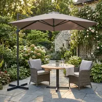 Umbrelă suspendată de grădină, model lateral cu braț, design rotativ, culoare gri