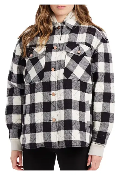 Jacheta-camasa din bumbac - cu imprimeu gingham