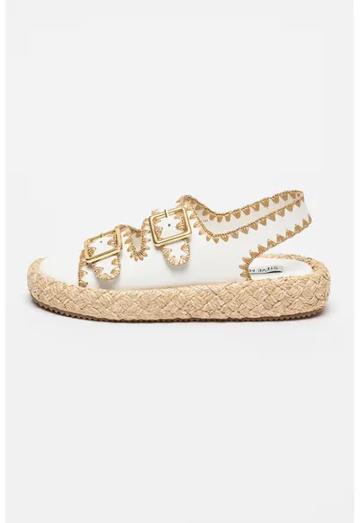 Sandale slingback din piele - Alb/Bej