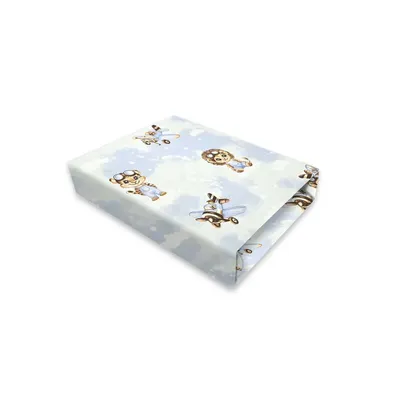 Cearceaf cu elastic, Qmini, Pentru patut co-sleeper, Luna, Dimensiune 84.5 x 50.5 cm, Din bumbac certificat Oeko Tex Standard 100, Sky Adventure