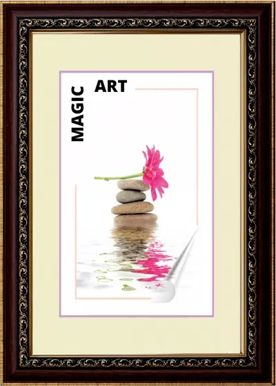 Rama exterioară MagicArt - Luxoasă, cu margini și ornamente aurii, de culoare maro, 40 х 50 cm