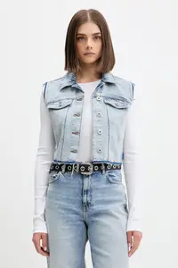 HUGO Blue vestă cu un singur rând de nasturi pentru femei, din denim Garis_B