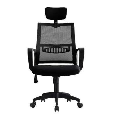 Scaun ergonomic rotativ, inaltime reglabila, tetiera integrata, mesh si burete, 48.5x50x118 cm, negru