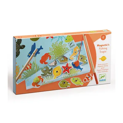 Joc cu figurine din lemn cu magneți Djeco - Pescuit tropical