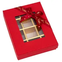 Cutie cadou din hârtie cu 12 compartimente, fereastră și panglică - roșu (set 2 buc) - 16x12x4cm - Default Title