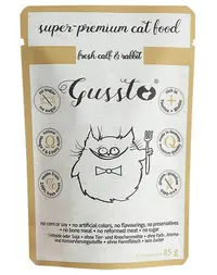 GUSSTO Cat Fresh Calf & Rabbit CARNE PROASPĂTĂ DE VIŢEL CU IEPURE 85 g