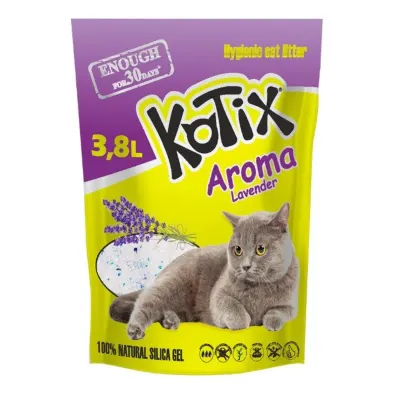 KOTIX, Lavanda, așternut igienic pisici, granule, silicat, neaglomerant, fără praf, 3.8l