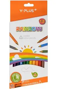 Set 12 creioane colorate Jumbo Rainbow + ascutitioare