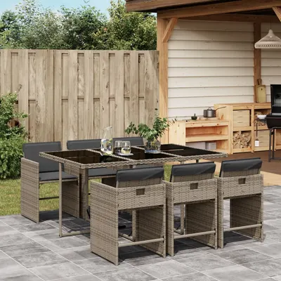 Gossi set mobilier de gradina cu perne, 7 piese, gri, poliratan