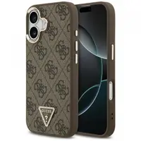 Husa MagSafe pentru Apple iPhone 17, Guess, 4G Triangle Logo, Maro Aurie