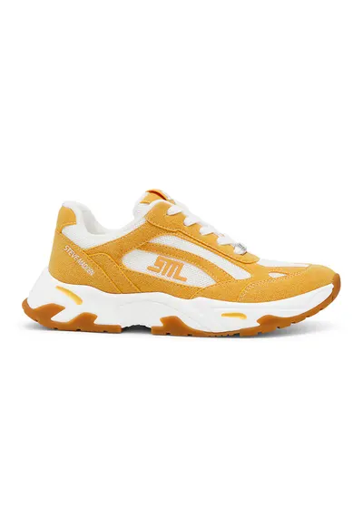 Pantofi sport cu piele intoarsa Sneak Peak-E - Galben sofran/Alb optic/Caramel