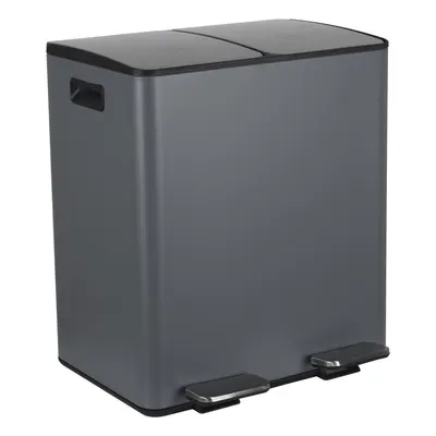 Coș de gunoi gri închis pentru reciclare/cu pedală 2x20 l din oțel Aliya – Spirella