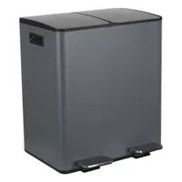 Coș de gunoi gri închis pentru reciclare/cu pedală 2x20 l din oțel Aliya – Spirella