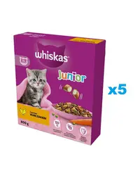 WHISKAS Junior 5x800 g hrana pentru pui de pisica, cu pui