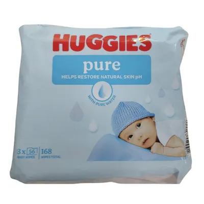 Huggies Pure servetele umede trio | 3 pachete x 56 bucati