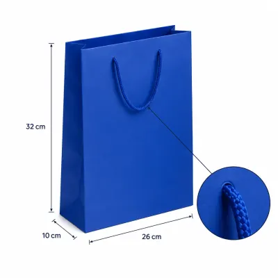 Pungi cadou dreptunghiulare uni - albastru (set 12 buc) - Medie - 26x32x10cm