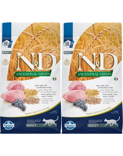 FARMINA N&D Ancrestral Grain Lamb & Blueberry Adult Cat mancare pentru pisici cu miel 2 x 1,5 kg