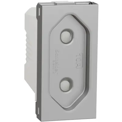 Priza standard european 2P 10A 1 modul Schneider Noua Unica NU303130, aluminiu