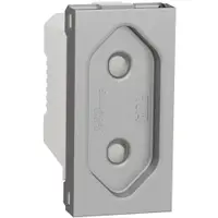 Priza standard european 2P 10A 1 modul Schneider Noua Unica NU303130, aluminiu