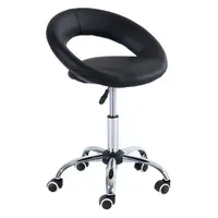 HOMCOM Scaun rotativ pentru living, ecopiele, inaltime reglabila, negru, 50x54x66-78cm | AOSOM RO