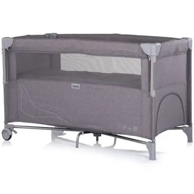 Patut pliabil Chipolino Relax charcoal linen cu laterala culisanta