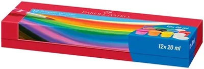 Vopsele cu tempera Faber-Castell - 20 ml, 12 culori, in borcane