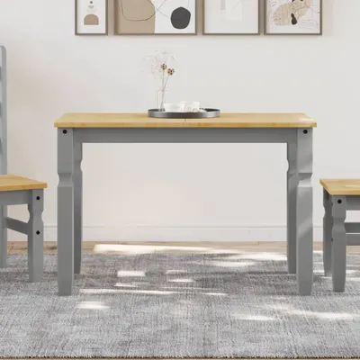 vidaXL Masă de sufragerie "Corona", gri 112x60x75 cm lemn masiv de pin