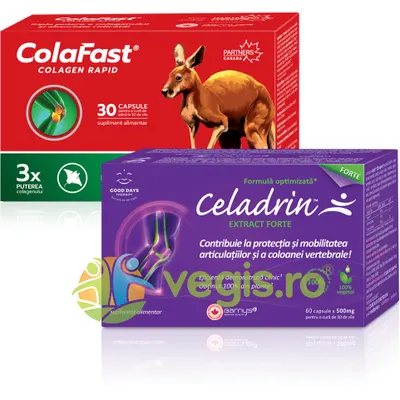 Pachet Celadrin Extract Forte 60cps + Colafast Colagen Rapid 30cps Good Days Therapy