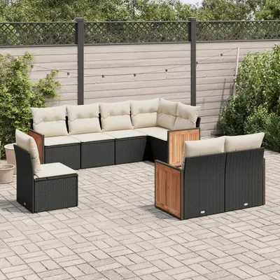 Gossi set mobilier de gradina cu perne, 8 piese, negru, poliratan