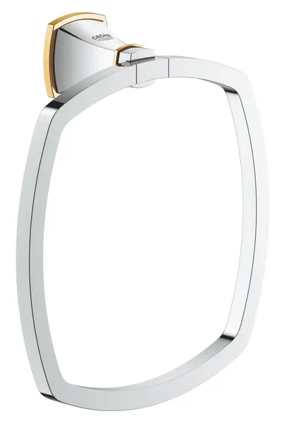 Inel prosop Grohe, Grandera towel ring, montare pe perete, fixare ascunsa, crom/auriu