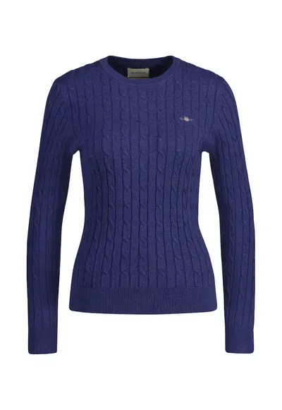 Pulover slim fit cu model torsade - Albastru oceanic